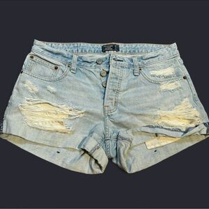Abercrombie & Fitch Light Blue Ripped Jean Shorts lowrise boyfriend style